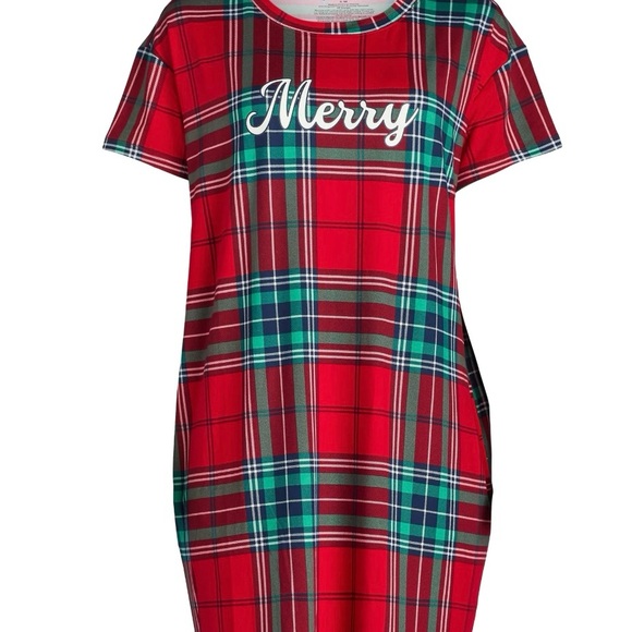 Women’s NWT Merry Plaid Red and Green Chemise 2XL-3XL with front pockets - Picture 6 of 6